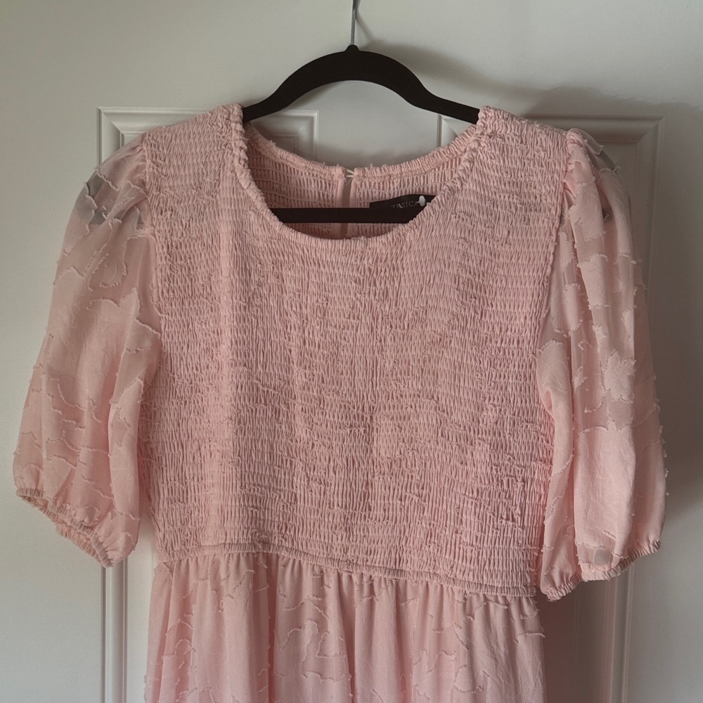 Adorable Pink Puff Sleeve Kids Dress